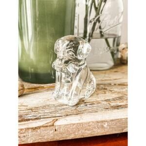 Vintage Hollow Sad Glass Dog Candy Container 1940's Refillable